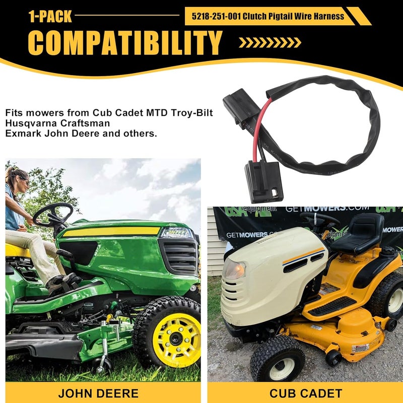 Fospectra 5218-251-001 PTO Clutch Pigtail Wire Harness Compatible with Husqvarna, Craftsman, Cub Cadet, MTD, AYP, Troy-Bilt, Replaces Part Numbers 500062, 539105637, 71410019, 71410021​​, 1 PCS - Image 4
